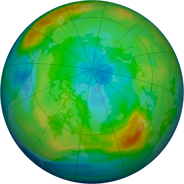 Arctic ozone map for 24 December 2013